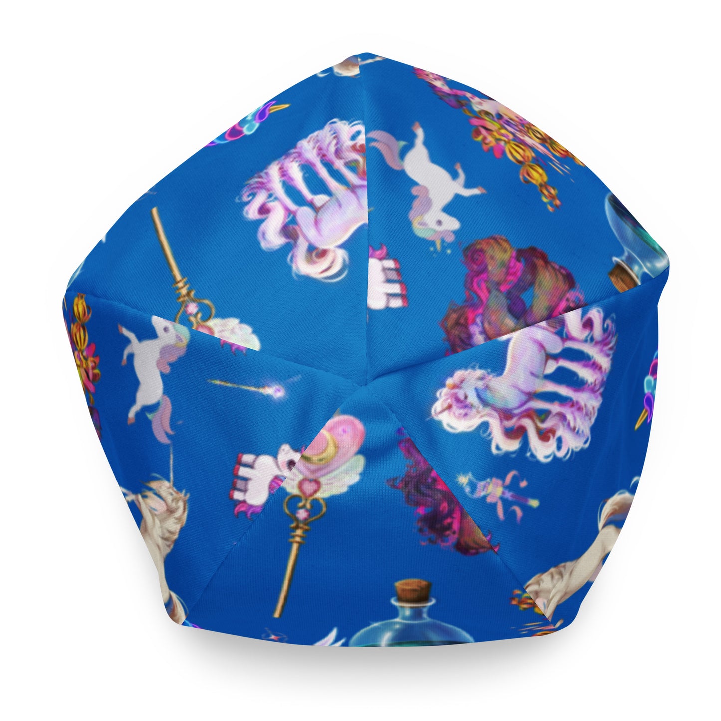 All-over print white beanie featuring celestial unicorn and field study design by Eccentric Chemistry's Laboratory of Strange & Stylish Things