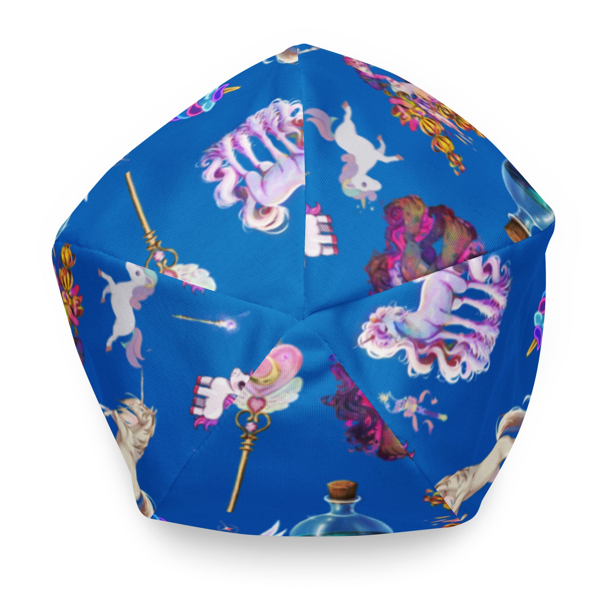 All-over print white beanie featuring celestial unicorn and field study design by Eccentric Chemistry's Laboratory of Strange & Stylish Things
