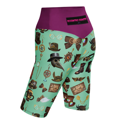 Women's Bright‑Steam Velocity Experiment biker shorts with all-over white print from Eccentric Chemistry's stylish lab collection.
