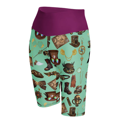 Women's bright-steam velocity experiment biker shorts with all-over white print, stylish and comfortable for active wear.