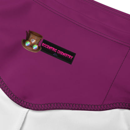 Women's Bright‑Steam Velocity Experiment biker shorts with an all-over white print from Eccentric Chemistry's Laboratory of Strange & Stylish Things.