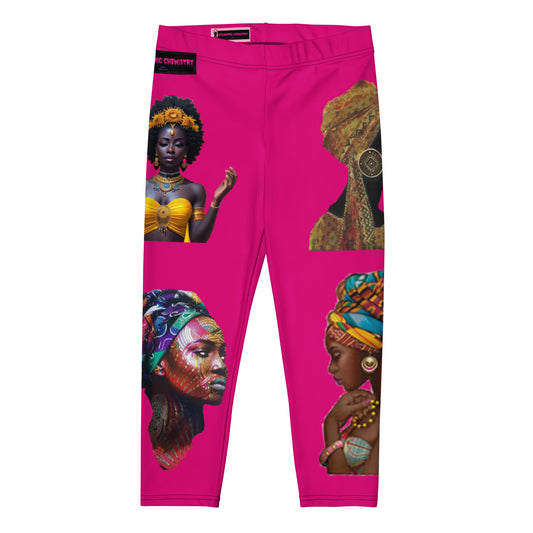 Women's African Goddess Radiance Capri Leggings by Eccentric Chemistry with vibrant all-over print, front view, stylish cut-sew design.