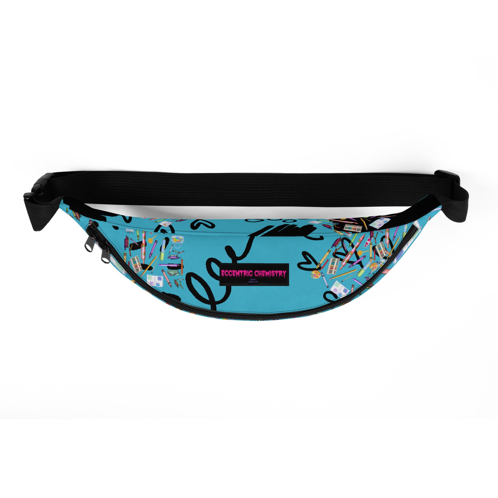 Eccentric Chemistry children's color theory experiment fanny pack with vibrant all-over print on white background