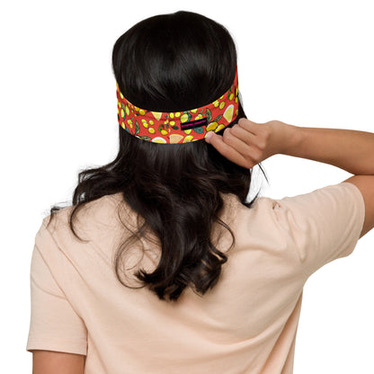 Unisex Citrus Fusion headband by Eccentric Chemistry featuring all-over print, stylish cut-sew fabric, white background, laboratory-inspired design