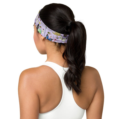 Eccentric Chemistry Tiny Universe insect field experiment headband with all-over white print, stylish and unique accessory.