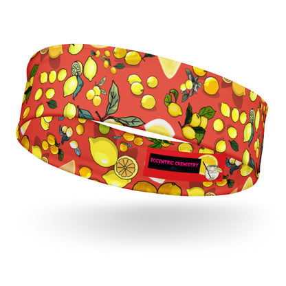Unisex citrus print headband from Eccentric Chemistry's Laboratory of Strange & Stylish Things, featuring all-over white design.
