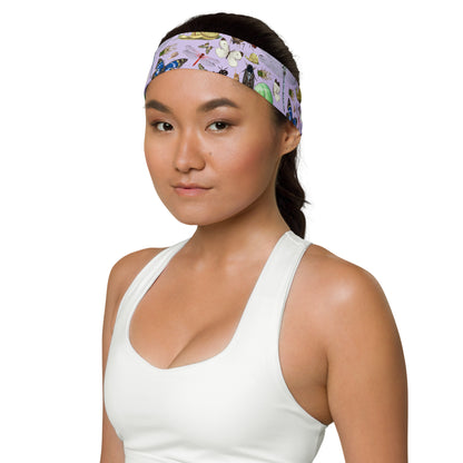 Eccentric Chemistry Tiny Universe insect field experiment all-over-print white headband, stylish and creative accessory.