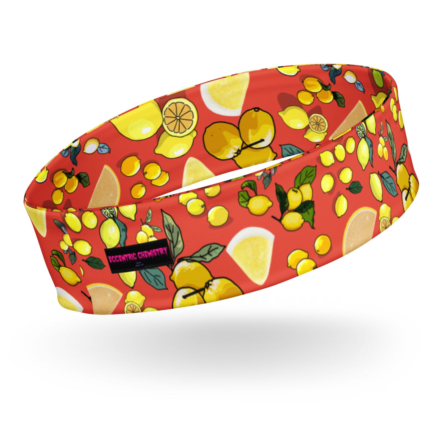 Unisex citrus-themed all-over-print headband from Eccentric Chemistry's Laboratory of Strange & Stylish Things, featuring vibrant fruit pattern.