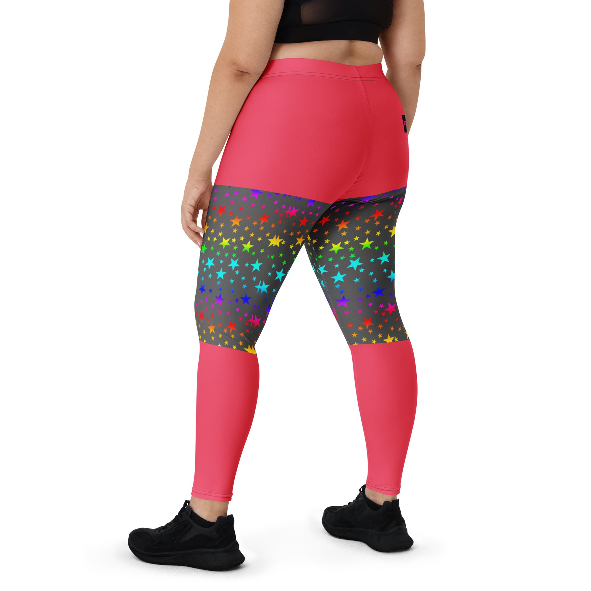 Cosmic Pop-Star Fusion Matrix leggings by Eccentric Chemistry with an all-over abstract science-inspired print on white background