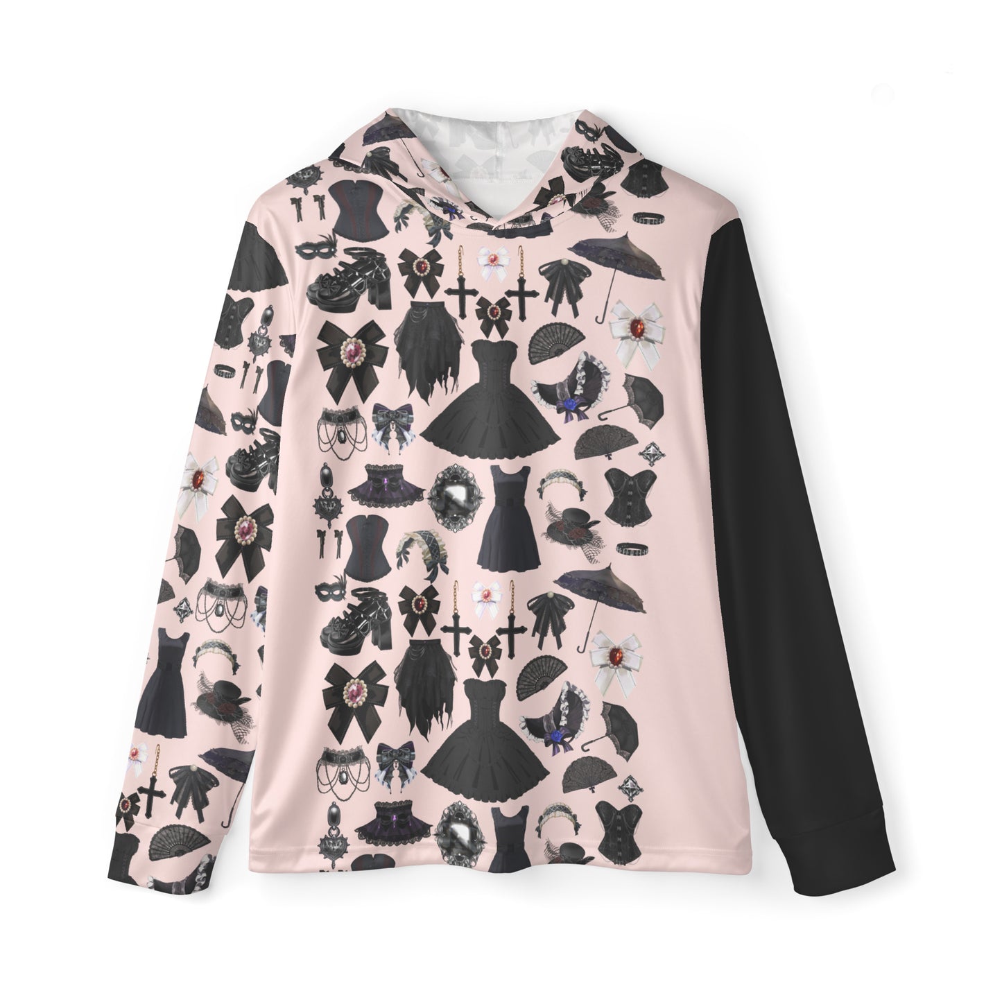 Unisex Gothic Ember sports warmup hoodie with all-over print from Eccentric Chemistry's Laboratory of Strange & Stylish Things.