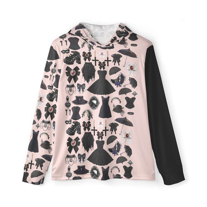 Unisex Gothic Ember sports warmup hoodie with all-over print from Eccentric Chemistry's Laboratory of Strange & Stylish Things.