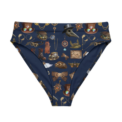 Women’s high-waisted bikini bottom with all-over print, made from recycled materials, by Eccentric Chemistry’s Laboratory of Strange & Stylish Things.
