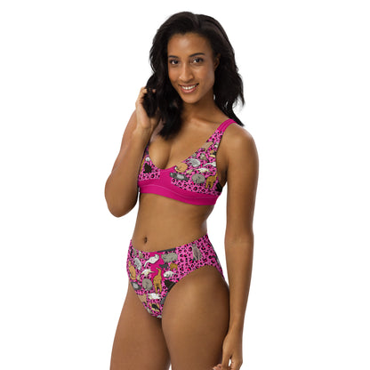 Recycled high-waisted bikini with all-over print featuring abstract design, from Eccentric Chemistry’s Laboratory of Strange & Stylish Things.