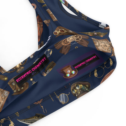 Recycled padded bikini top with all-over print in white, from Solar-Gear Shoreline by Eccentric Chemistry's Laboratory of Strange & Stylish Things