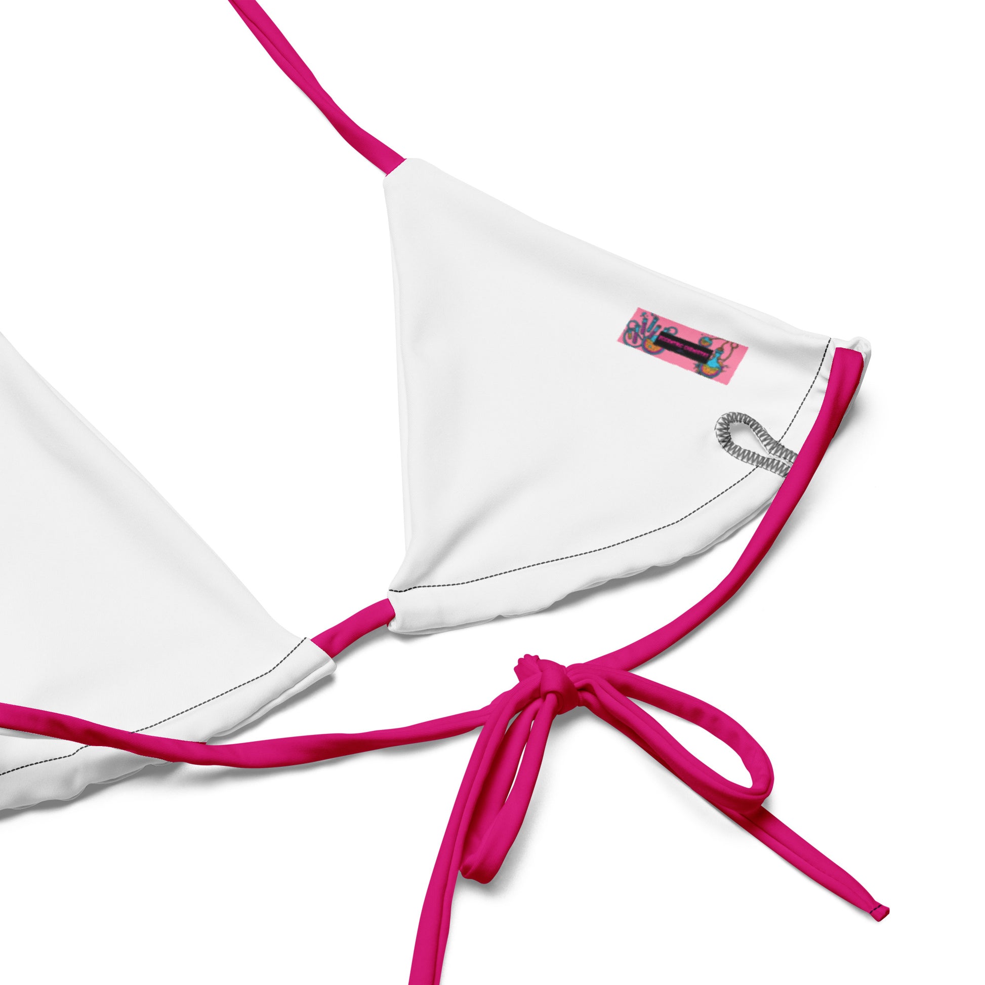 Recycled String Bikini by Mad-Science Neon Fusion Experiment with colorful all-over print, featuring a stylish, eco-friendly design.