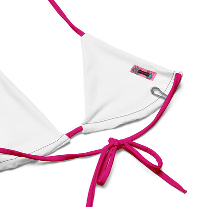 Recycled String Bikini by Mad-Science Neon Fusion Experiment with colorful all-over print, featuring a stylish, eco-friendly design.