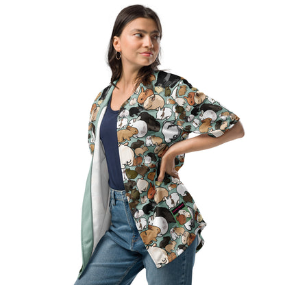 Recycled white unisex baseball jersey with all-over-print featuring colorful reactor experiment design by Eccentric Chemistry.