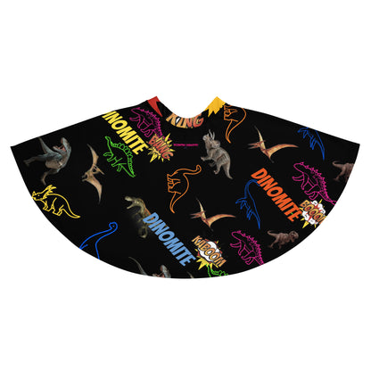 White all-over-print skater skirt with chaotic Fossilcore design from Eccentric Chemistry's Tiny Shop of T-Shirt Horrors.