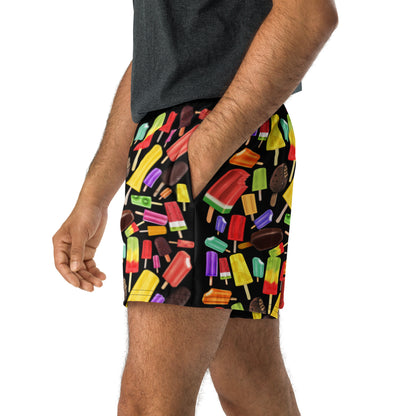 Unisex athletic shorts with all-over Popsicle‑Perfect Tush print, featuring vibrant colors on white fabric from Eccentric Chemistry.