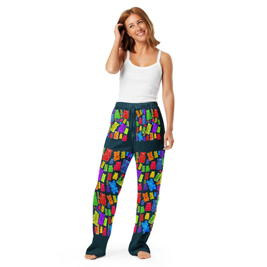 Women’s pajama pants with all-over gelatin genome study experiment print, featuring a casual cut-sew design by Eccentric Chemistry.