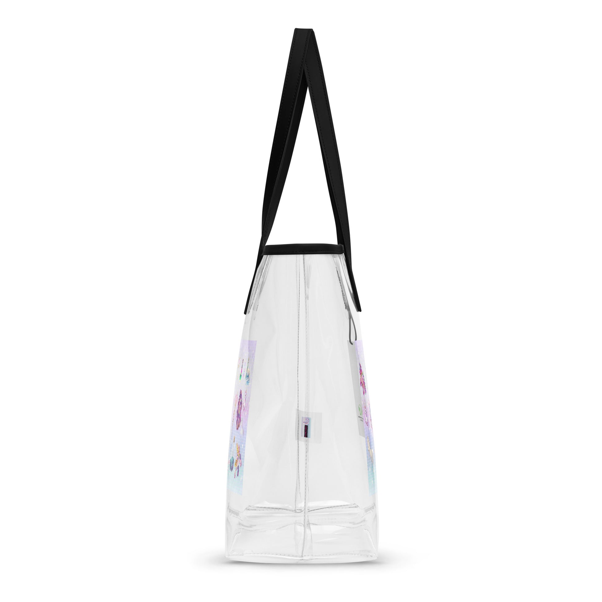 Clear tote bag featuring unicorn and stardust designs, perfect for stylish accessories and experiments from Eccentric Chemistry's decor collection.