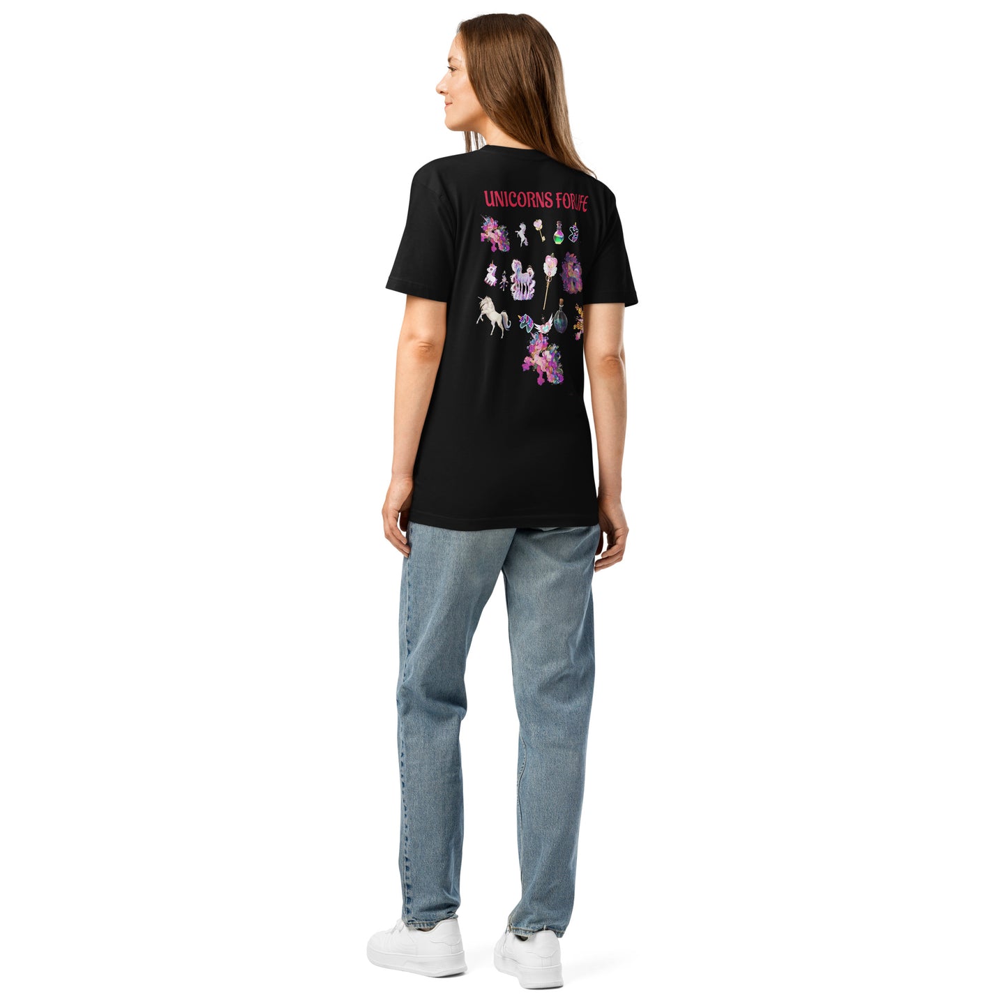 Black unisex fine jersey T-shirt featuring Hornspark Dreamwave Experiment graphic from Eccentric Chemistry’s Laboratory of Strange & Stylish Things.