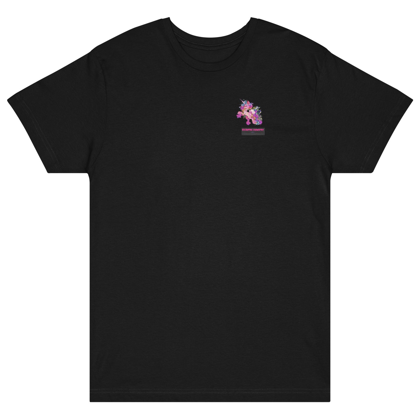 Black unisex fine jersey T-shirt with Hornspark Dreamwave Experiment graphic from Eccentric Chemistry's Laboratory of Strange & Stylish Things.