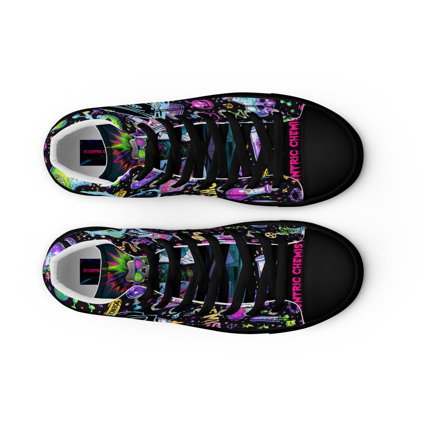 Black Chem‑Skull Reactor HT‑4.3 high-top canvas shoes for men, featuring hazard-core design and bold graphic artwork.