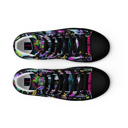 Black Chem‑Skull Reactor HT‑4.3 high-top canvas shoes for men, featuring hazard-core design and bold graphic artwork.