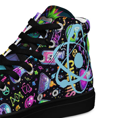 Black Chem‑Skull Reactor HT‑4.3 high-top canvas shoes for men, featuring hazard-core design and detailed product accents.