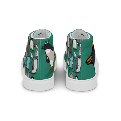 Men’s green high-top canvas shoes with white soles from Eccentric Chemistry’s Laboratory of Strange & Stylish Things.