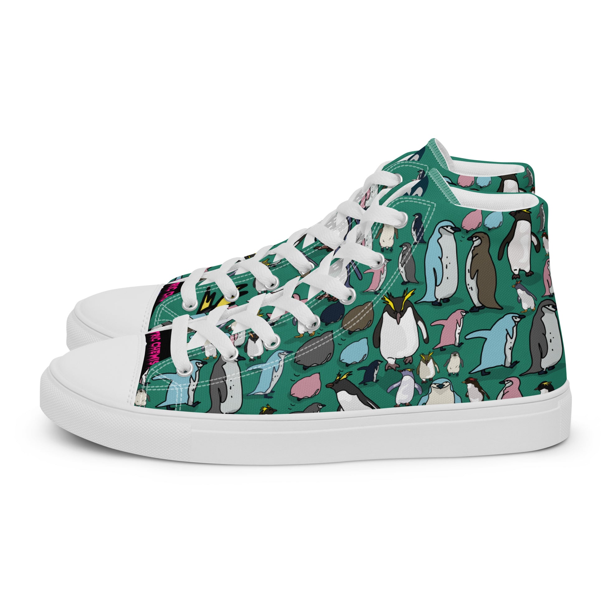 Men’s green high-top canvas shoes with white soles, stylish and casual, from Eccentric Chemistry’s Laboratory of Strange & Stylish Things