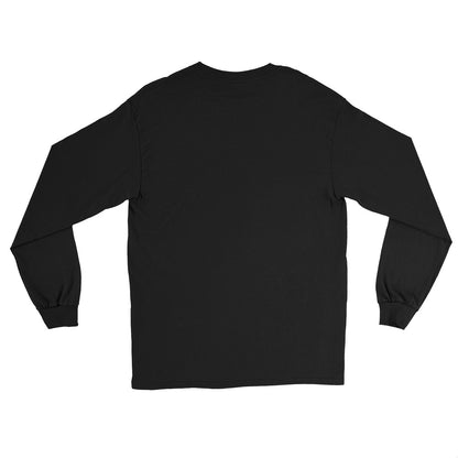 Men’s black long sleeve T-shirt featuring Eccentric Chemistry’s "Death of Her" experiment artwork on the back.