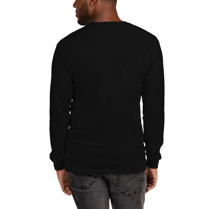 Men’s black long sleeve T-shirt featuring Eccentric Chemistry’s "Death of Her" experiment design on the back.