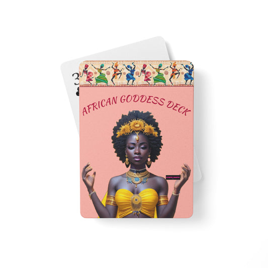 White postcard featuring goddess-themed poker playing cards artwork from Eccentric Chemistry’s Laboratory of Strange & Stylish Things.
