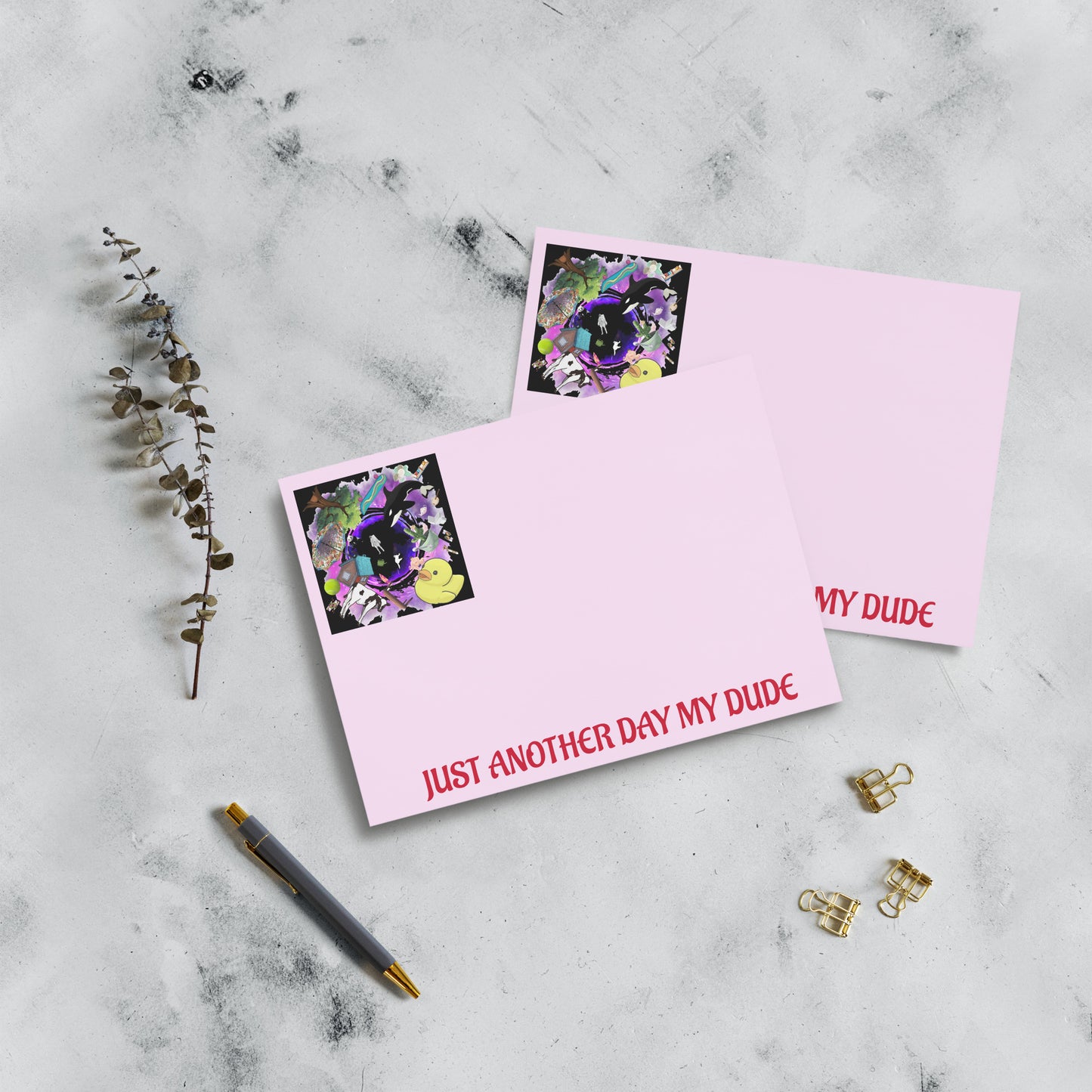 Pink nebula note pad postcard featuring a stellar collapse design from Eccentric Chemistry’s Laboratory of Strange & Stylish Things.