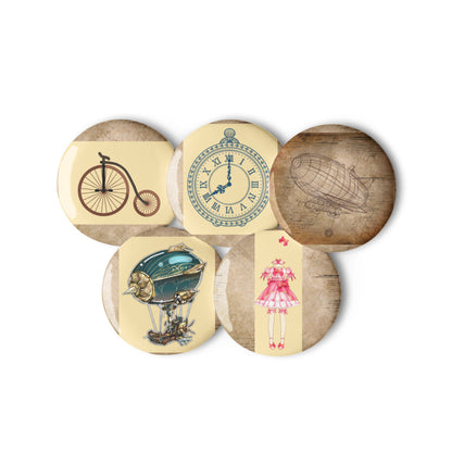Set of white Draft-Shift Pattern Mapping Buttons by Eccentric Chemistry's Tiny Shop of T-Shirt Horrors, featuring front view and detailed design.