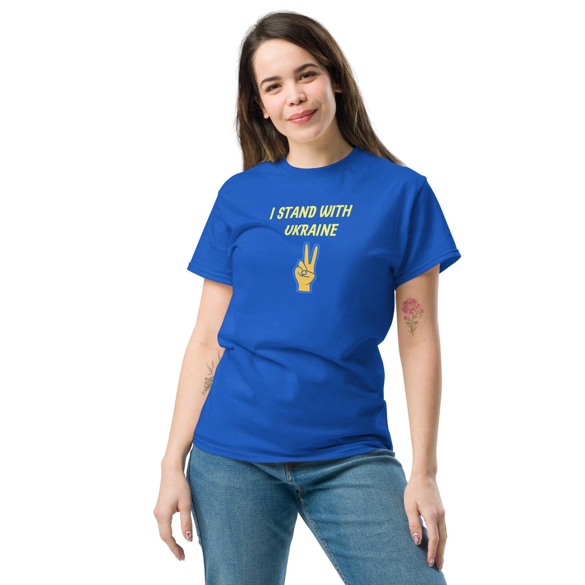 Unisex royal blue Classic Tee by Eccentric Chemistry featuring a Global Hope Experiment design on the front.
