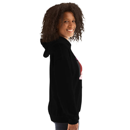 Black unisex hoodie from Eccentric Chemistry's Lab featuring eccentric art and experimental design on the front.