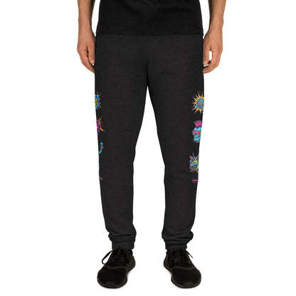Black unisex joggers featuring Mad Science Experiment design from Eccentric Chemistry’s Laboratory of Strange & Stylish Things.