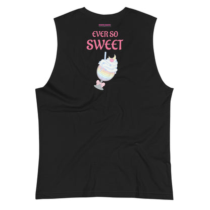 Unisex black muscle shirt from Beverage Theory Experiment by Eccentric Chemistry, shown from the back with a sleek fit and minimalist design.