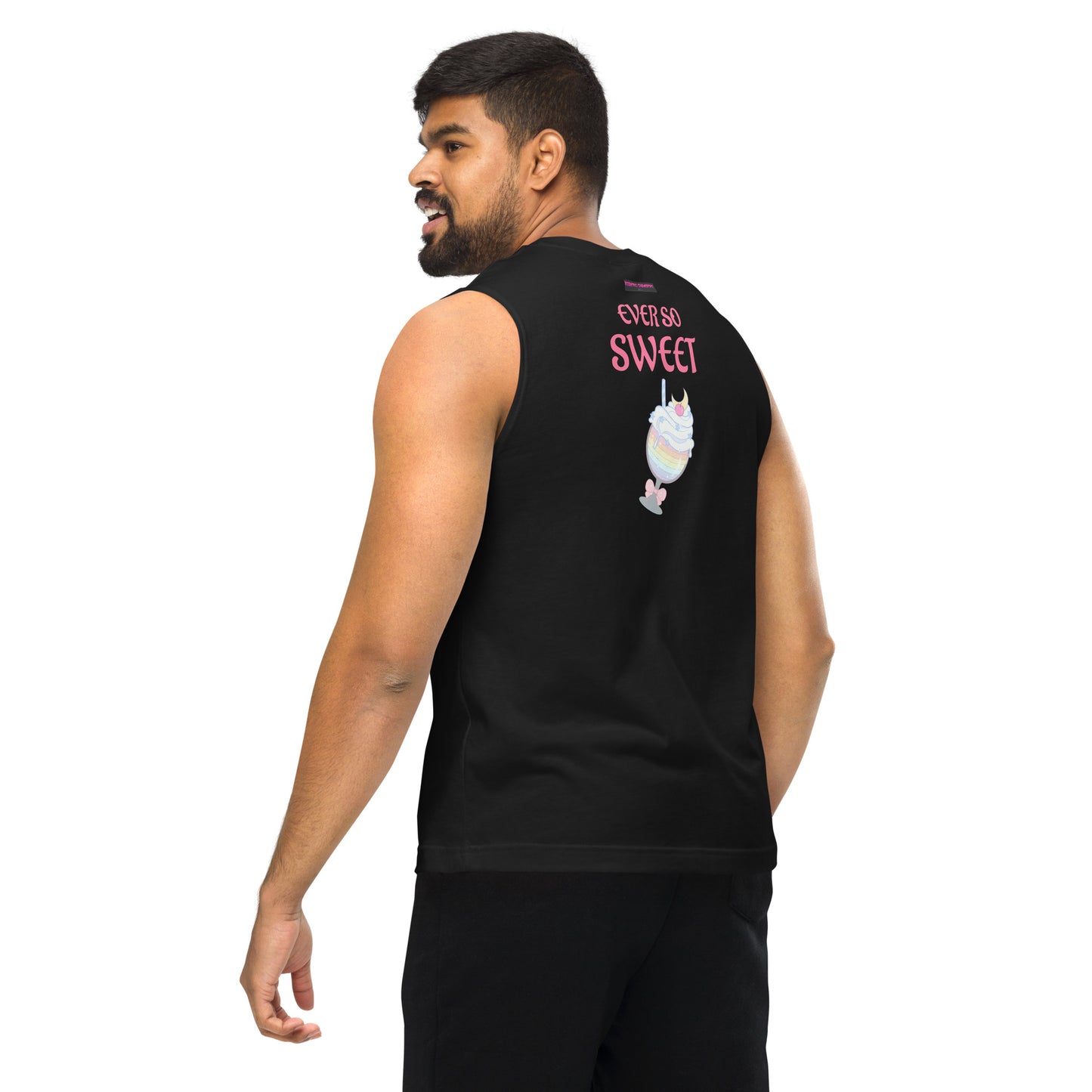 Black unisex muscle shirt from Beverage Theory Experiment by Eccentric Chemistry, featuring a stylish laboratory-inspired design.