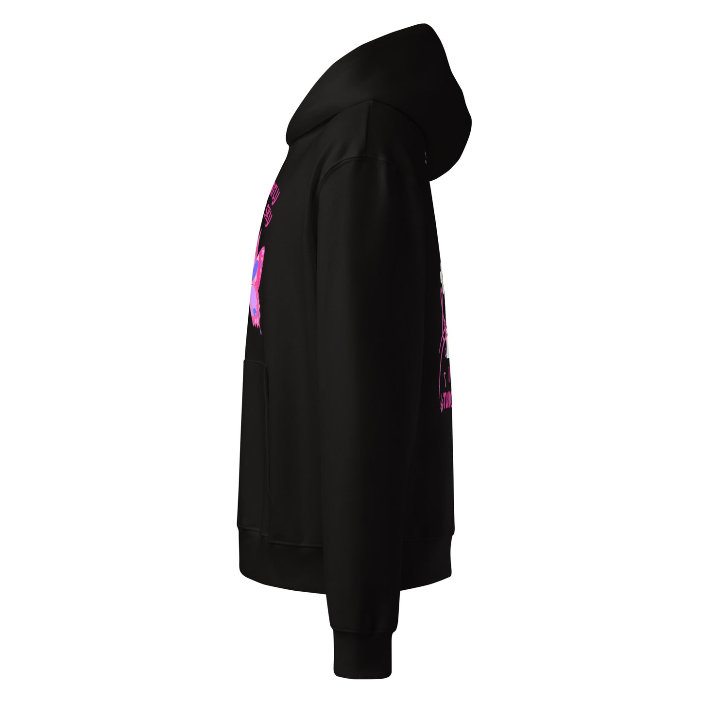 Unisex black oversized heavyweight hoodie with fungi feast experiment graphic from Eccentric Chemistry’s Laboratory of Strange & Stylish Things.