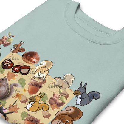 Unisex premium sweatshirt featuring a flying squirrel graphic from Eccentric Chemistry’s Velocity Experiment collection.