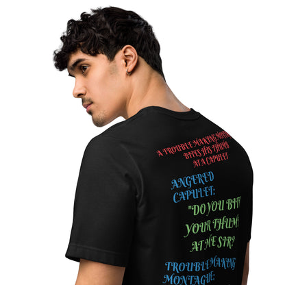 Unisex black eco T-shirt from Eccentric Chemistry's Laboratory of Strange & Stylish Things, showing the back design.