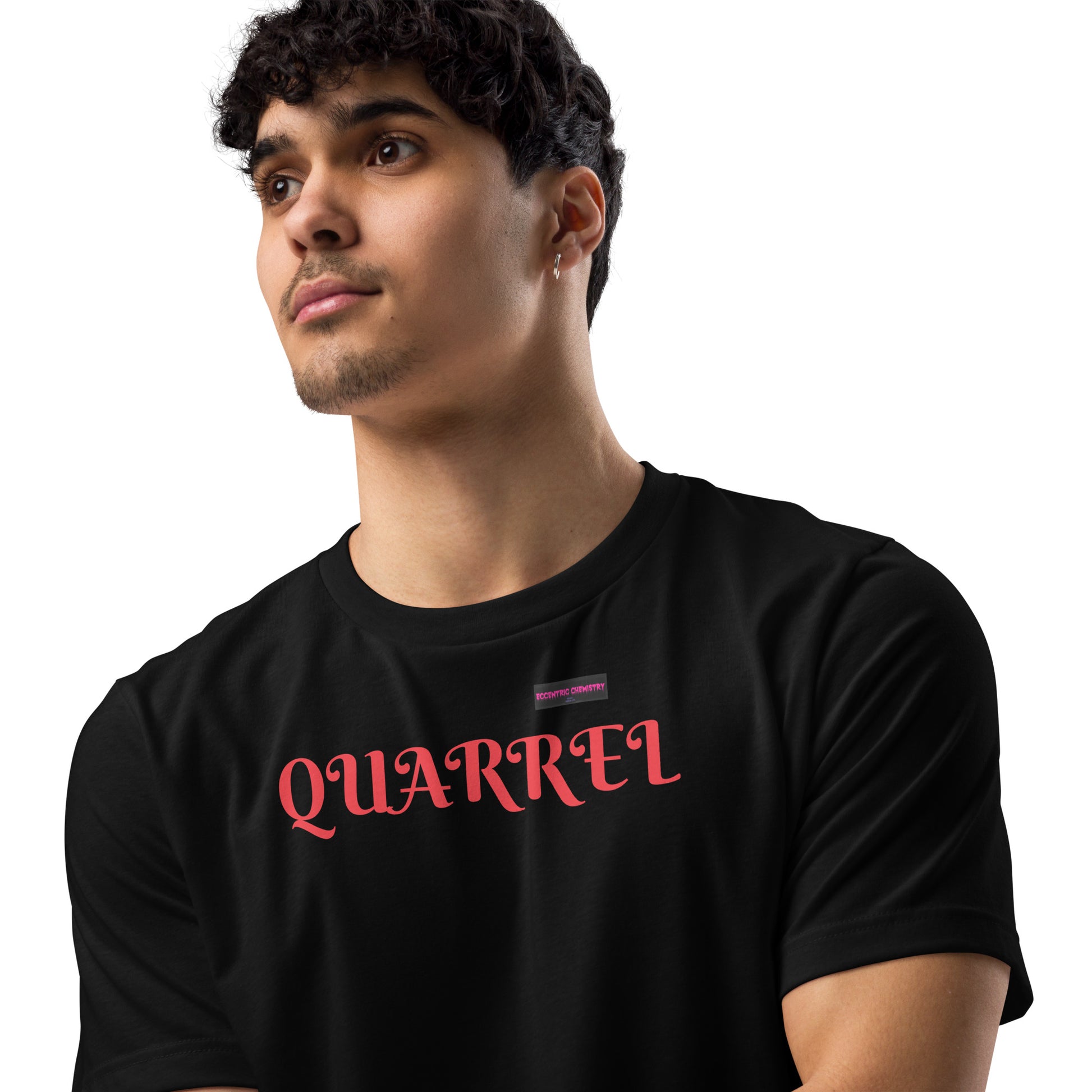 Black unisex eco T-shirt from Eccentric Chemistry’s Laboratory of Strange & Stylish Things, featuring a front design.
