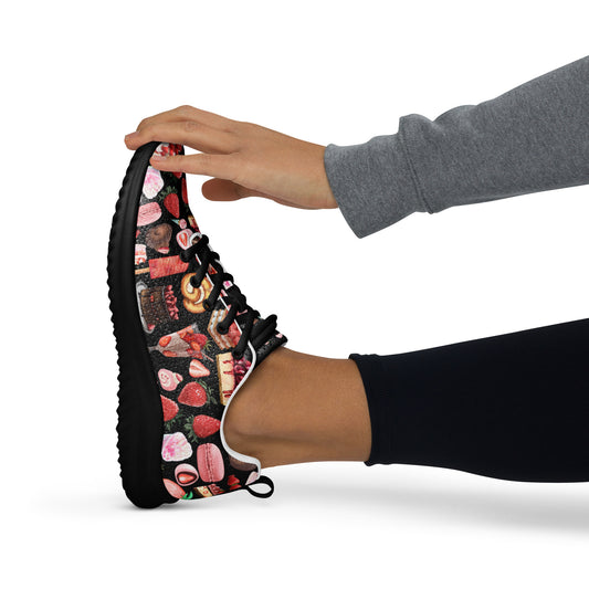 Women's athletic shoes in black with berry harvest accents from Eccentric Chemistry's Laboratory of Strange & Stylish Things.