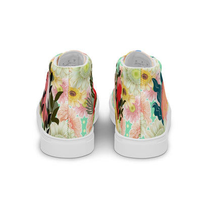 White women's high-top canvas shoes from Eccentric Chemistry's Botanical Goddess Reactor HT-4.0 Bloom-Core collection.