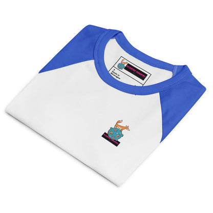 Women’s Micro Rib Raglan Baby Tee in Quantum Blue featuring a fitted short sleeve design and a casual, stylish look.
