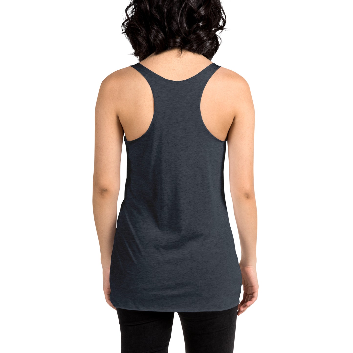 Women's navy racerback tank top featuring entomology and lab experiment graphics from Eccentric Chemistry's Tiny Shop of T-Shirt Horrors.